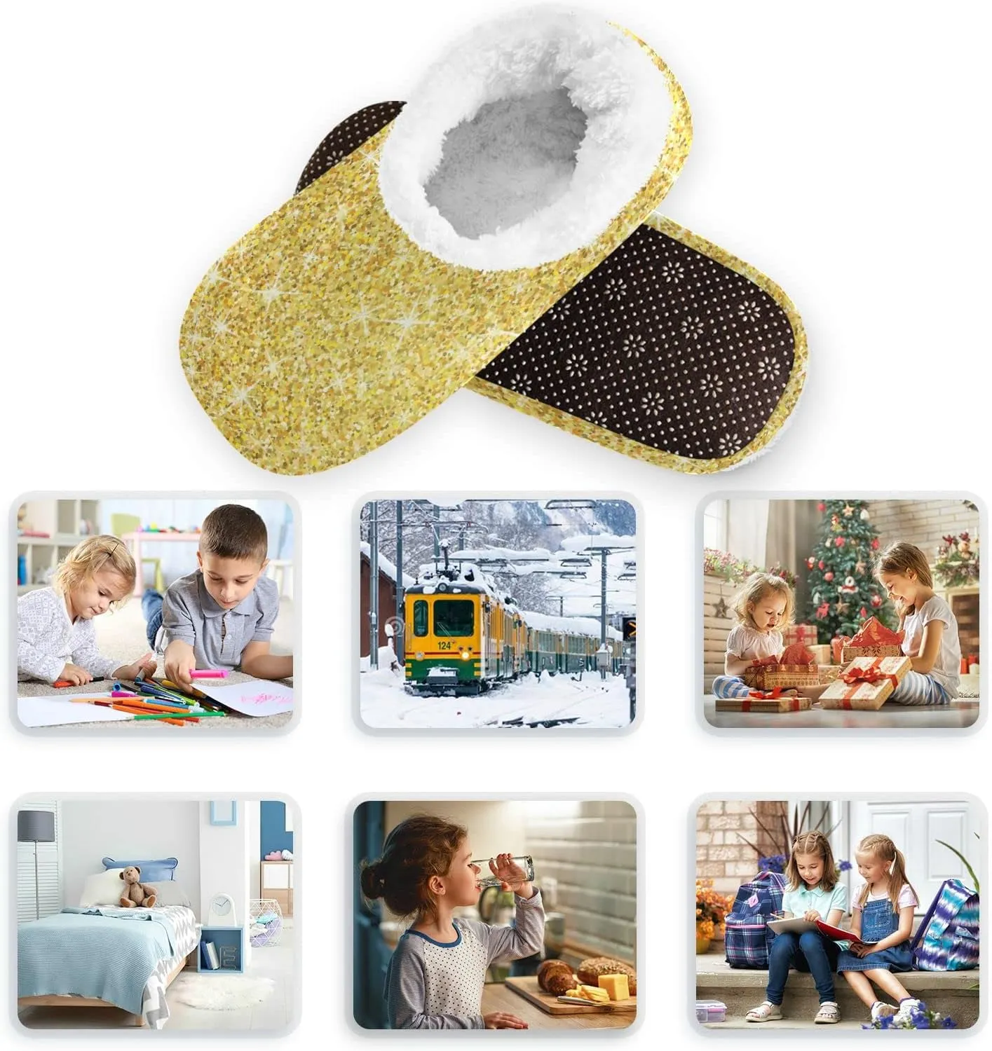 Gredecor Boys Girls Toddler Slippers Home House Slippers Warm Fur Non Slip Plush Indoor Slipper Socks for Kids¡­