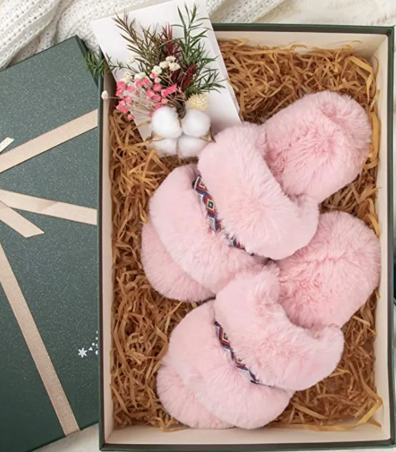 Grey Bohemian Fluff Slippers   Memory Foam