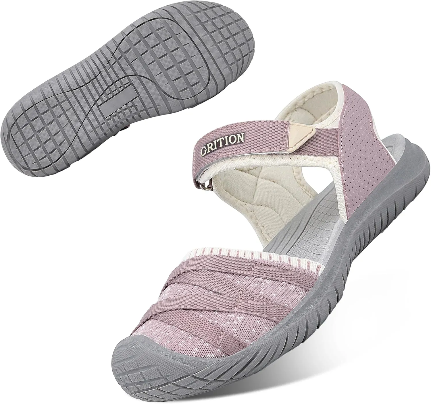 GRITION Hiking Sandals Women Closed Toe, Waterproof Lightweight Adjustable Hiking Athletic Sandals, Breathable For Beach Summer Adventure Comfortable Outdoor Sport