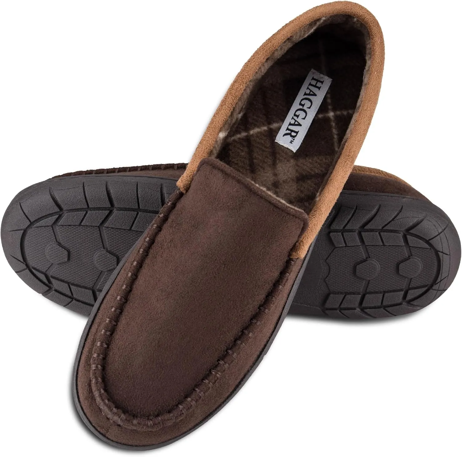 Haggar Men's Closed-Back Memory Foam Venetian Slipper House Shoe-Indoor/Outdoor Sole