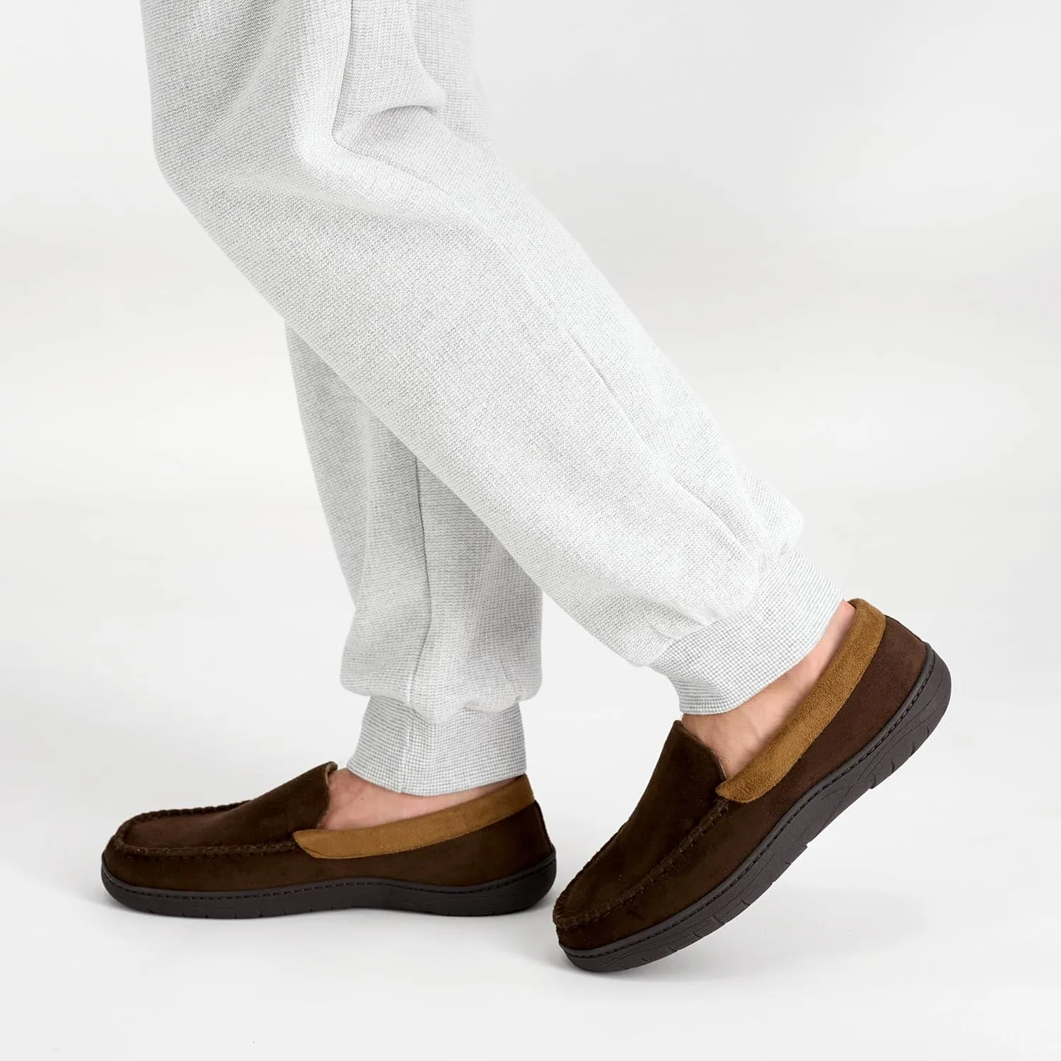 Haggar Men's Closed-Back Memory Foam Venetian Slipper House Shoe-Indoor/Outdoor Sole