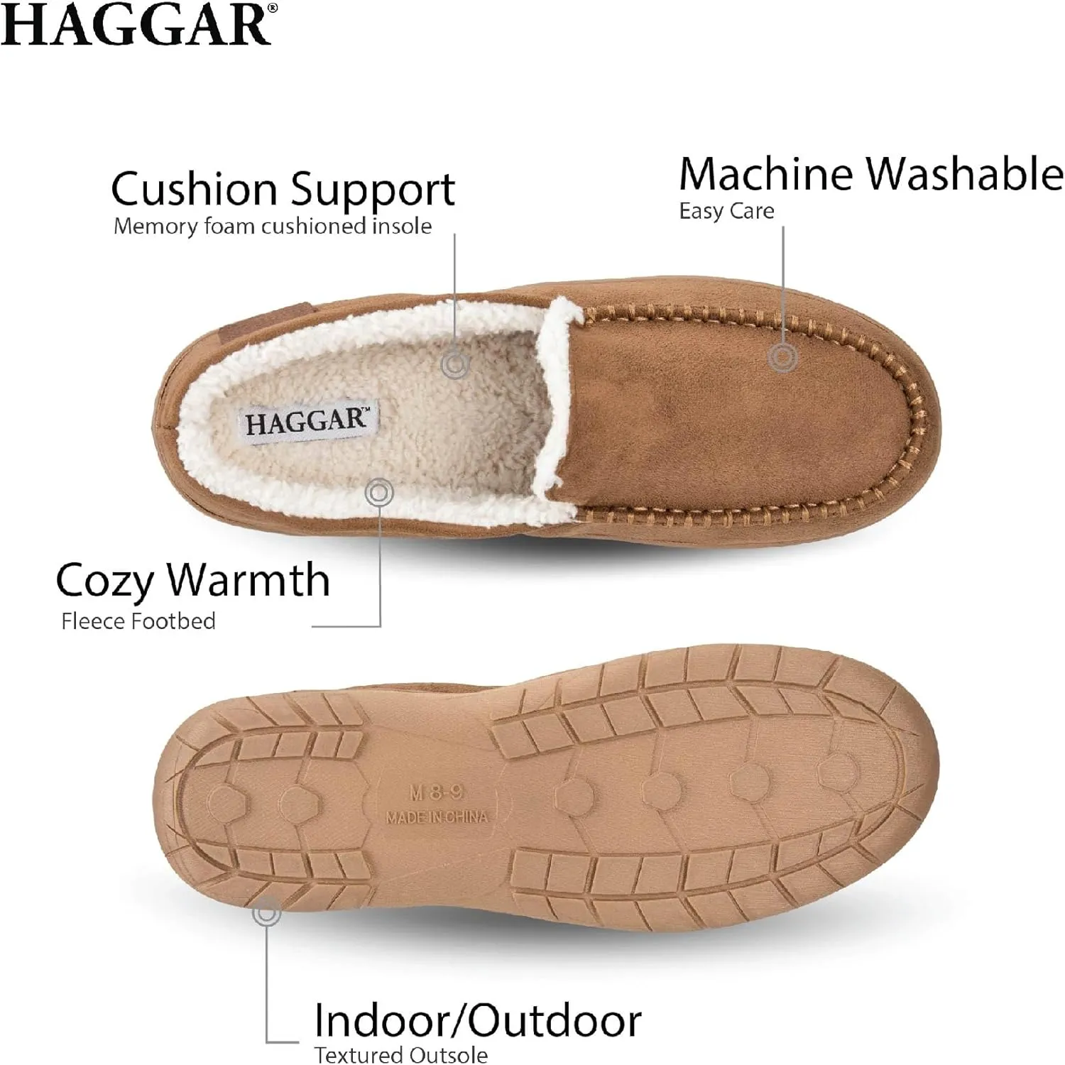 Haggar Men's Venetian Slipper Indoor/Outdoor House Shoe with Memory Foam Comfort