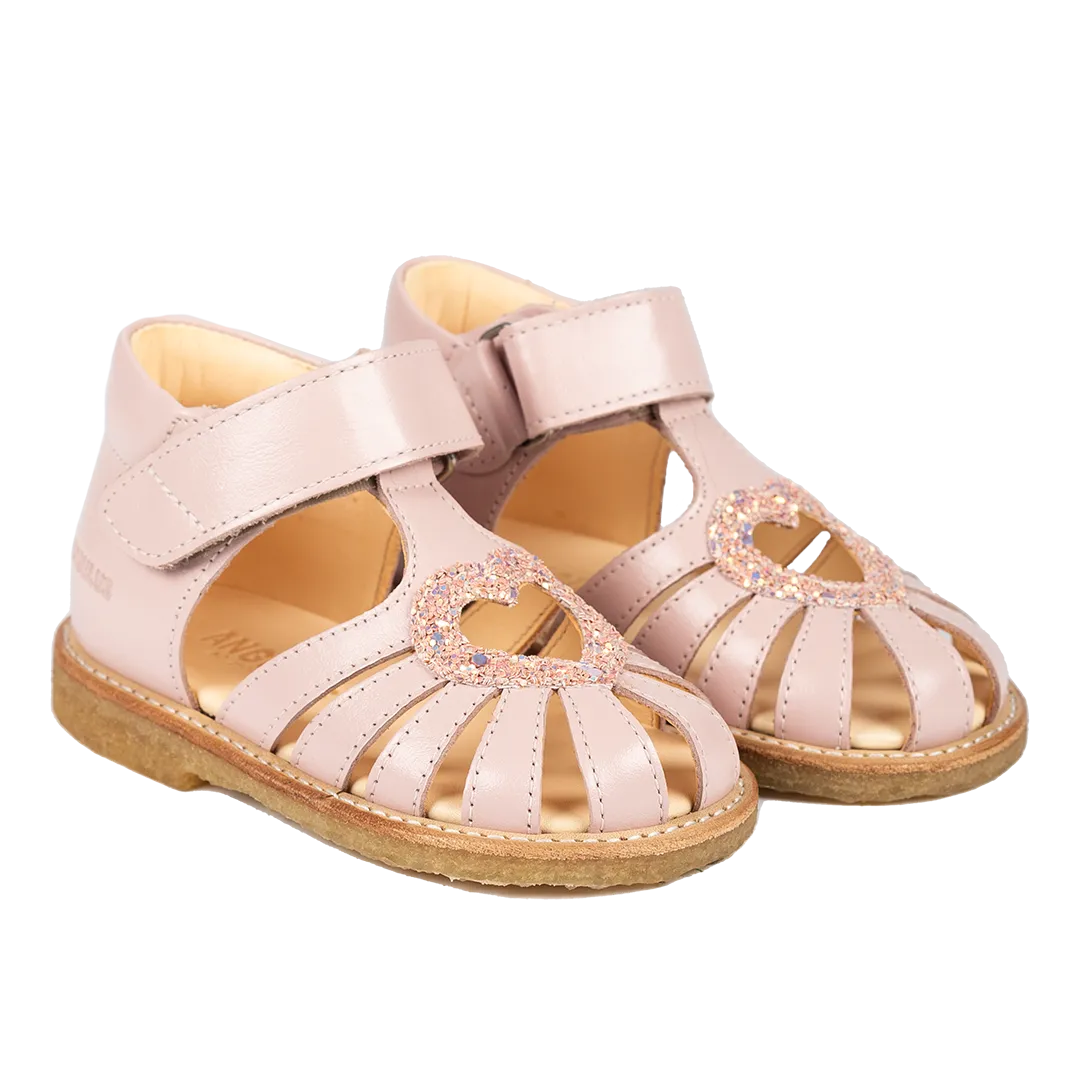 Heart sandal with glitter and velcro closure