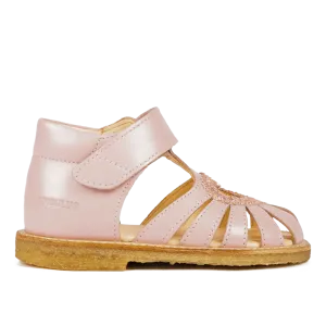 Heart sandal with glitter and velcro closure