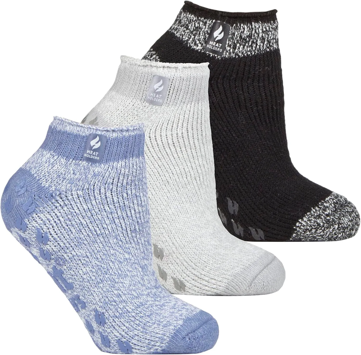 HEAT HOLDERS 3 Pack Womens Low Slipper Socks Thermal Sneaker Slipper Socks