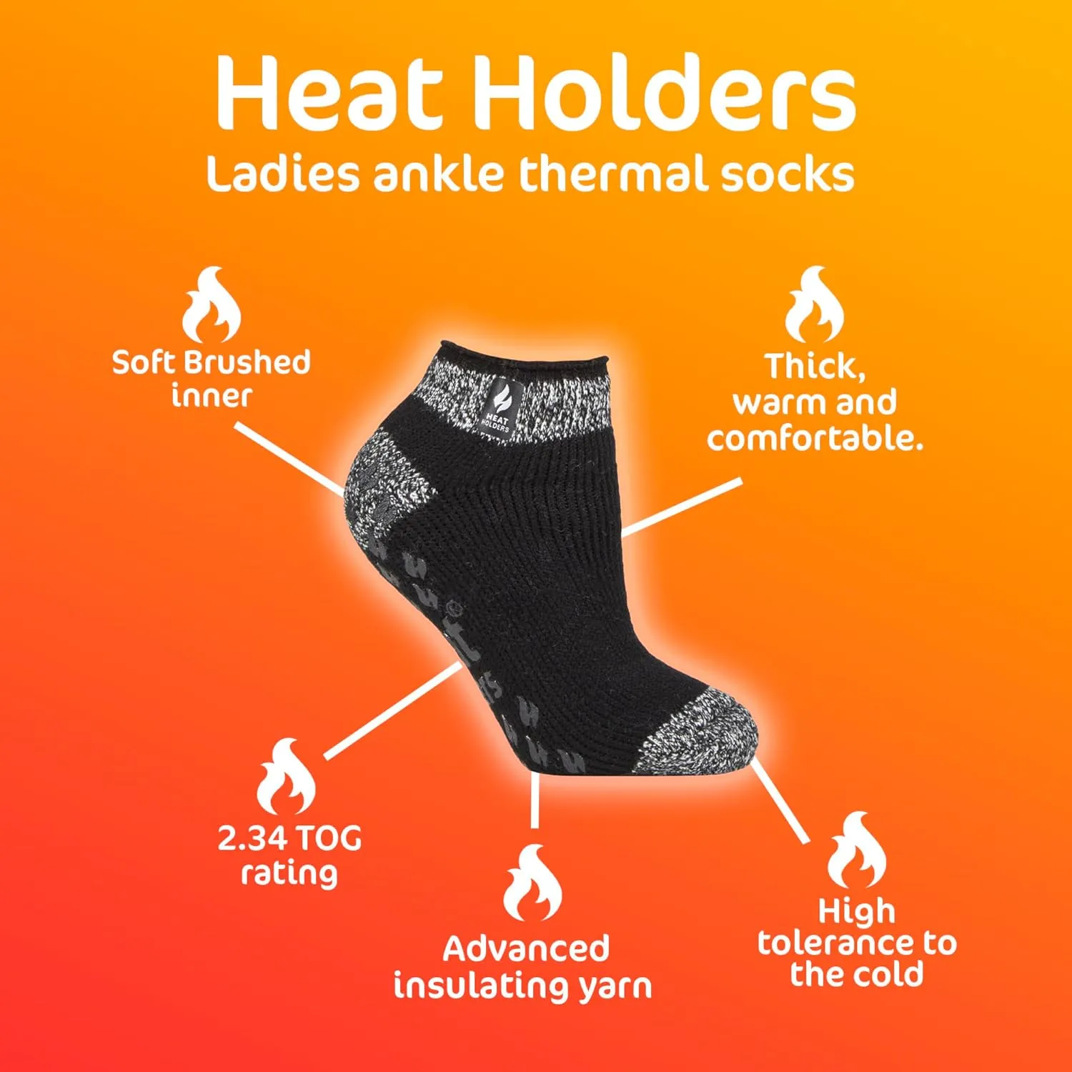 HEAT HOLDERS 3 Pack Womens Low Slipper Socks Thermal Sneaker Slipper Socks