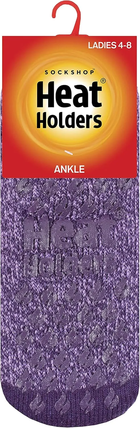 HEAT HOLDERS - Ladies low cut thermal slipper ankle socks in 4 colors, 5-9 US