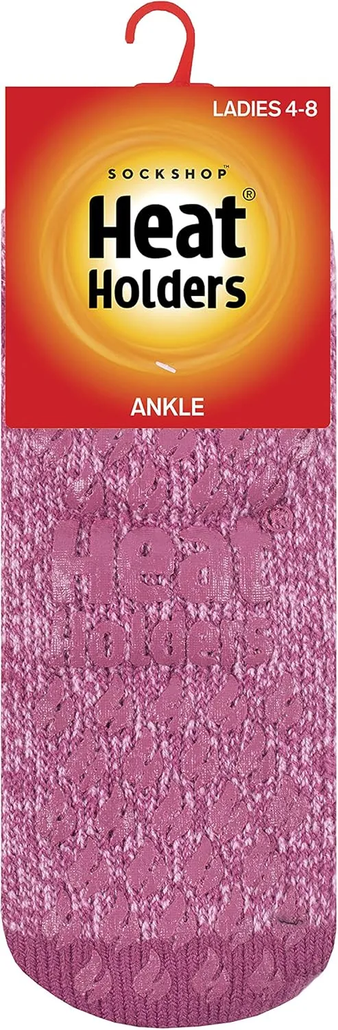 HEAT HOLDERS - Ladies low cut thermal slipper ankle socks in 4 colors, 5-9 US