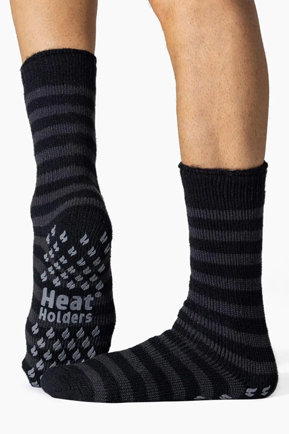 HEAT HOLDERS - Mens Thick 2.3 TOG Non Skid Thermal Slipper Socks with Grippers
