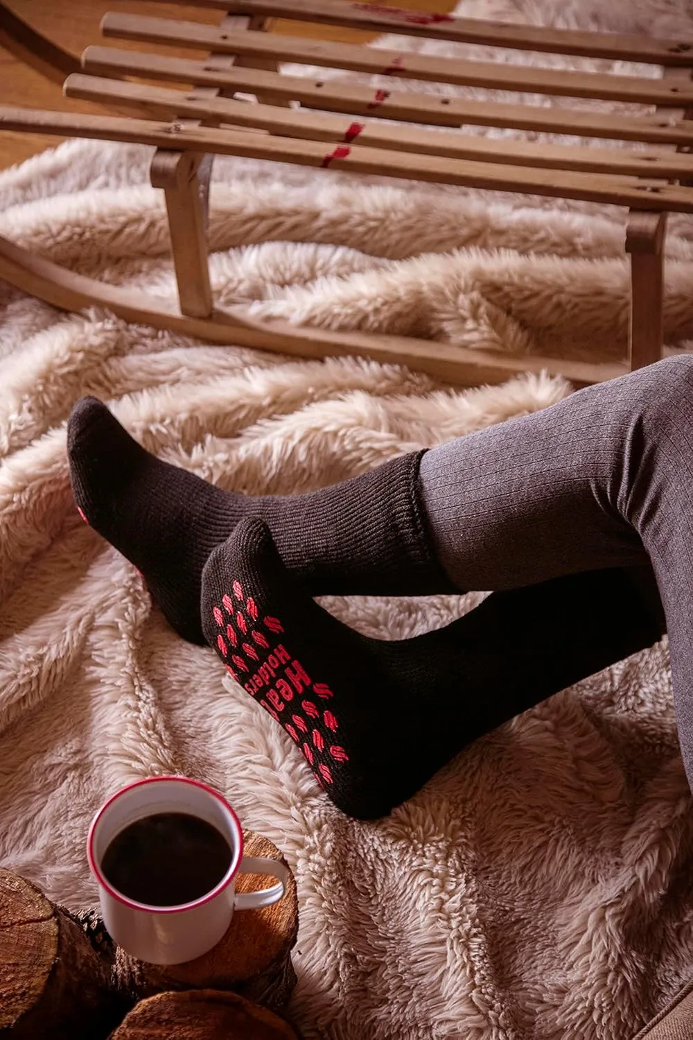 HEAT HOLDERS - Mens Thick 2.3 TOG Non Skid Thermal Slipper Socks with Grippers