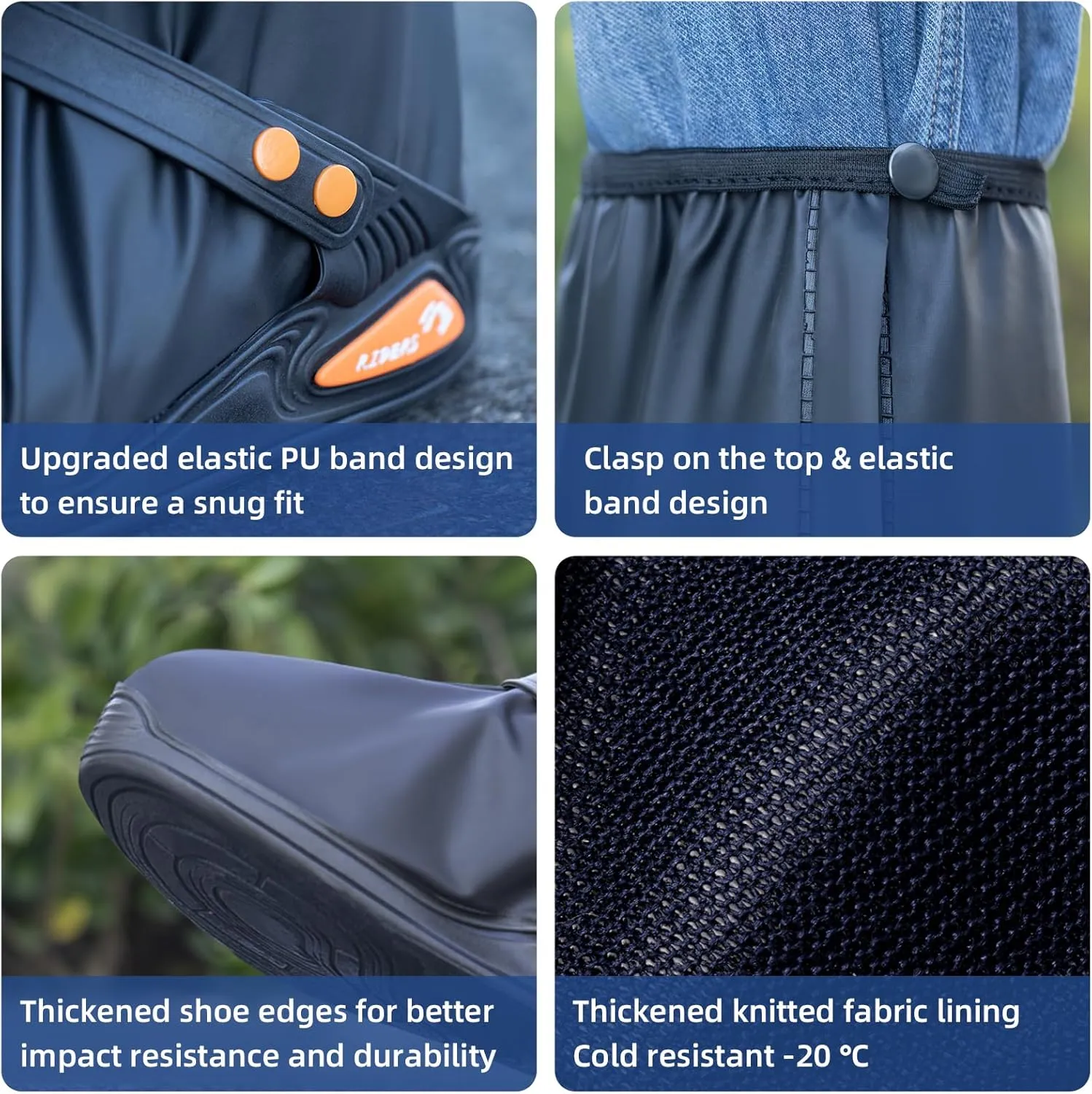 High Cylinder Rain Boots Waterproof Anti-Snow Shoe Covers Reusable Rain Boots Protective Gear for Men and Women Galoshes