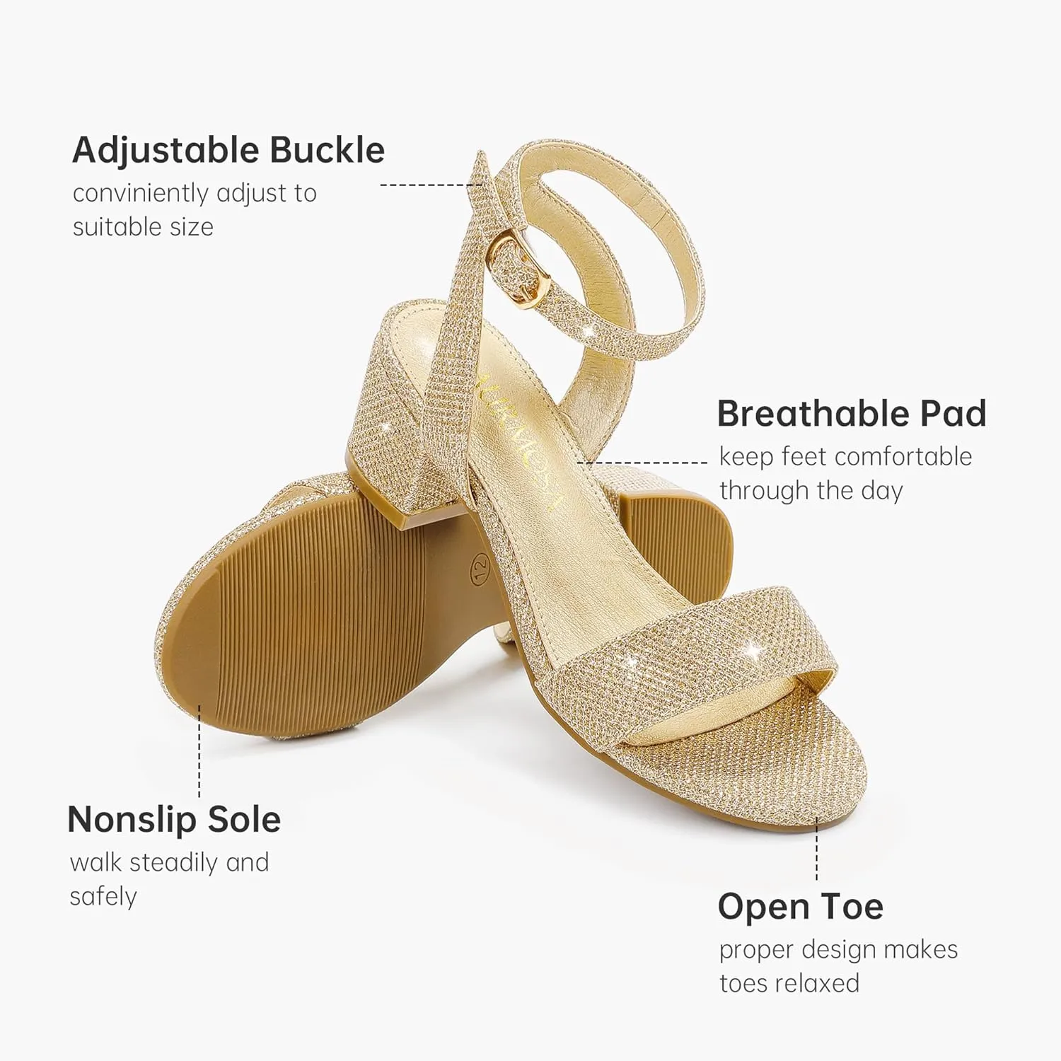 High Heels for Kids Open Toe Dress Shoes for Girls Ankle Strap Pump Shoes Flower Girl Sandals Wedding Party for Little Big Kids