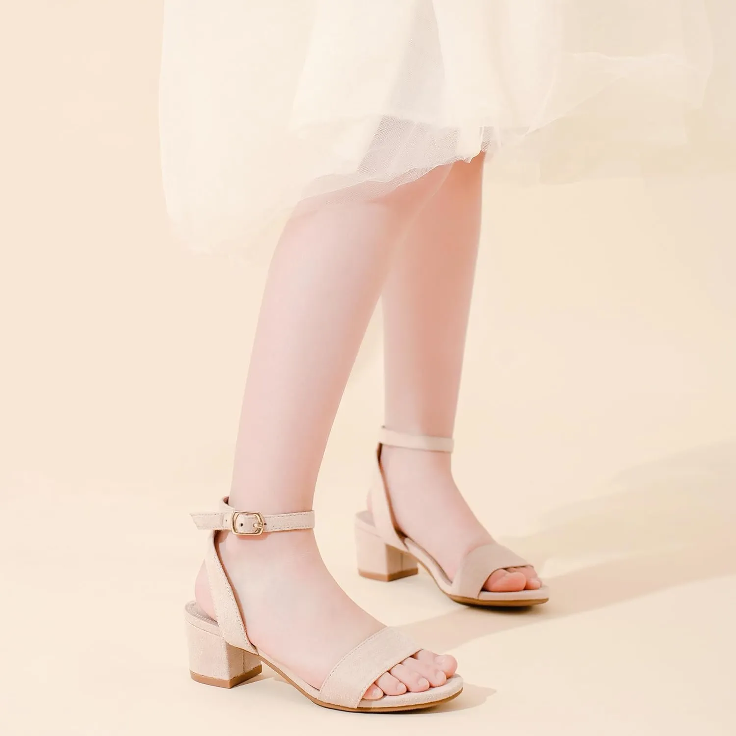 High Heels for Kids Open Toe Dress Shoes for Girls Ankle Strap Pump Shoes Flower Girl Sandals Wedding Party for Little Big Kids