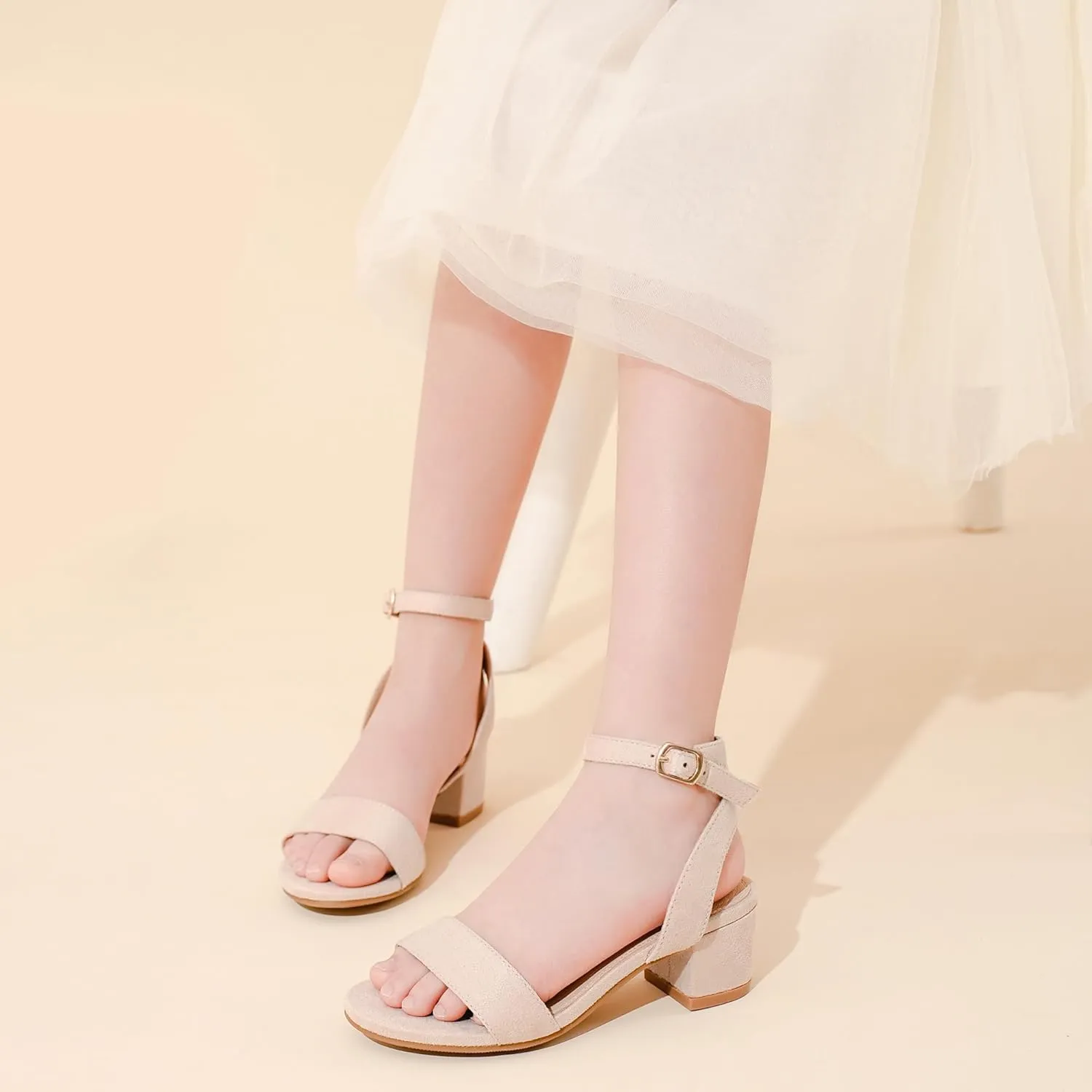 High Heels for Kids Open Toe Dress Shoes for Girls Ankle Strap Pump Shoes Flower Girl Sandals Wedding Party for Little Big Kids