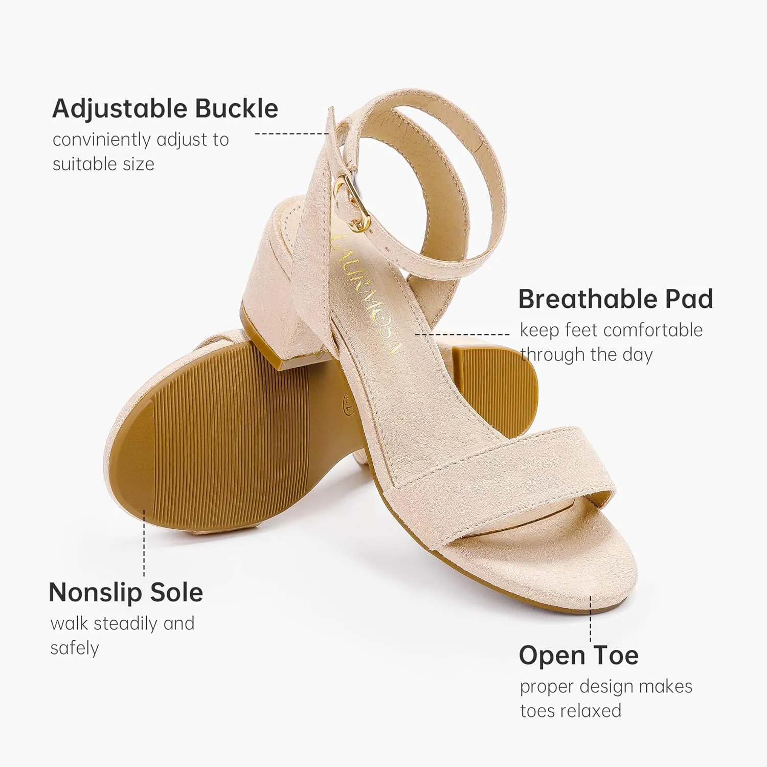 High Heels for Kids Open Toe Dress Shoes for Girls Ankle Strap Pump Shoes Flower Girl Sandals Wedding Party for Little Big Kids