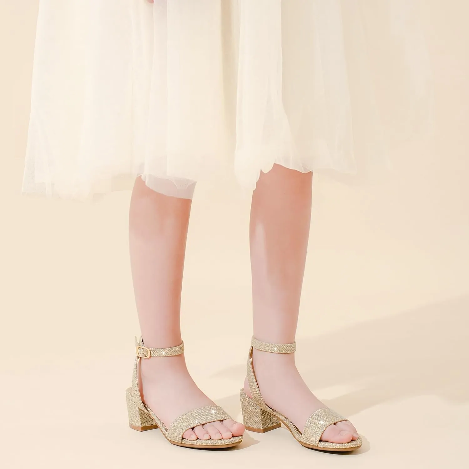 High Heels for Kids Open Toe Dress Shoes for Girls Ankle Strap Pump Shoes Flower Girl Sandals Wedding Party for Little Big Kids