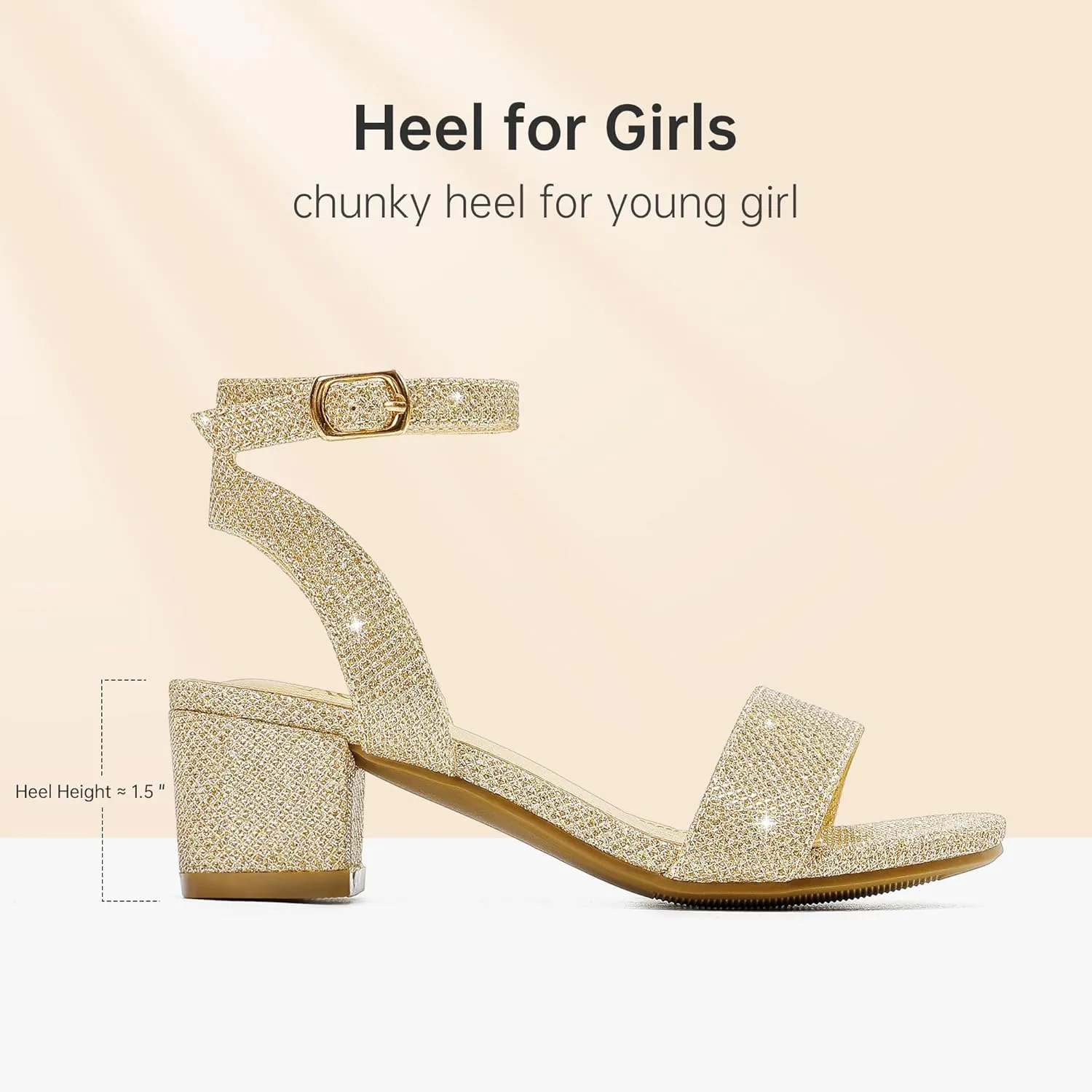 High Heels for Kids Open Toe Dress Shoes for Girls Ankle Strap Pump Shoes Flower Girl Sandals Wedding Party for Little Big Kids