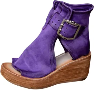 High Top Sandals for Women Platform Summer Vintage Casual Fish Mouth Open Toe Buckle Hollow Chunky Wedge Sandals Comfy Ladies Outdoor Roman Shoes