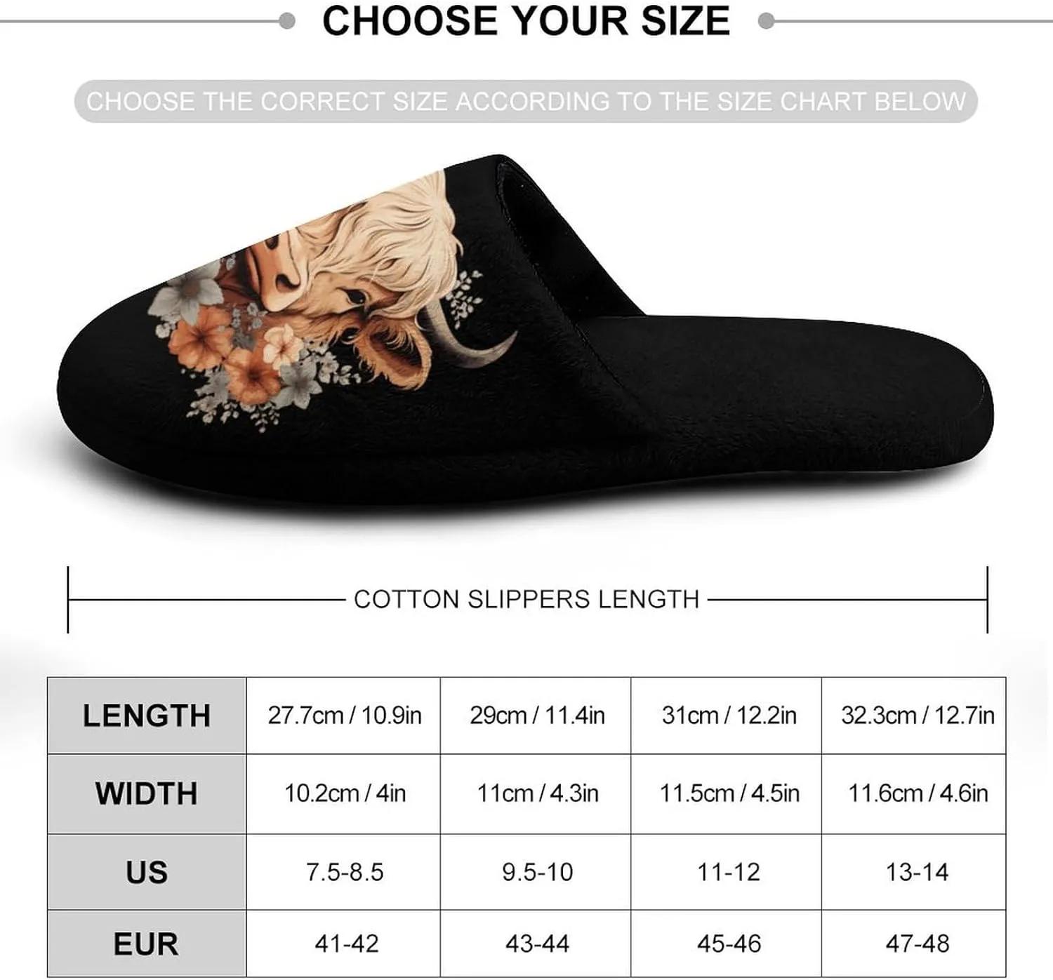 Highland Cow House Slippers for Men Warm Plush Slip On Slipper for Indoor Outdoor