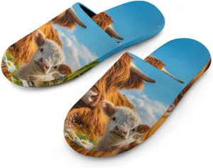 Highland Cow Women's Slippers Cute Warm House Shoes Home Slippers Spa Slippers Cotton Slippers