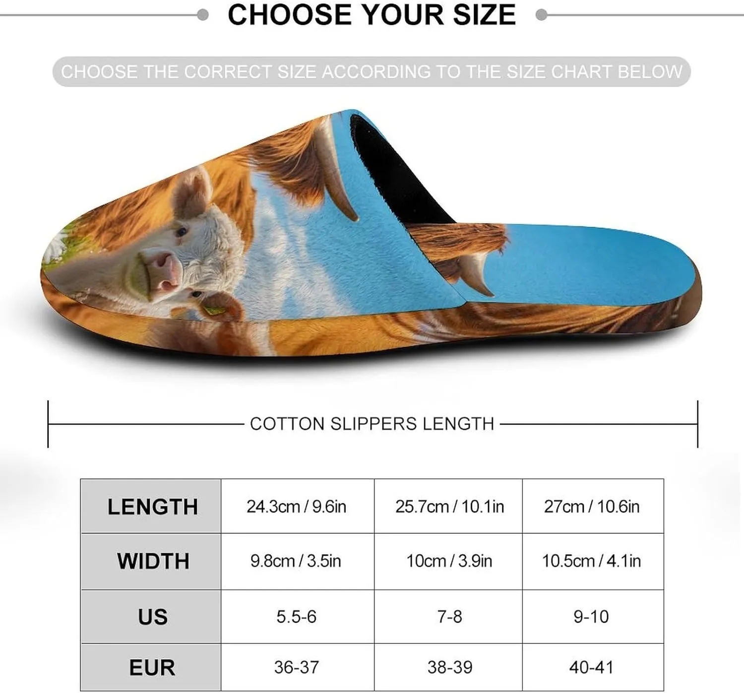 Highland Cow Women's Slippers Cute Warm House Shoes Home Slippers Spa Slippers Cotton Slippers