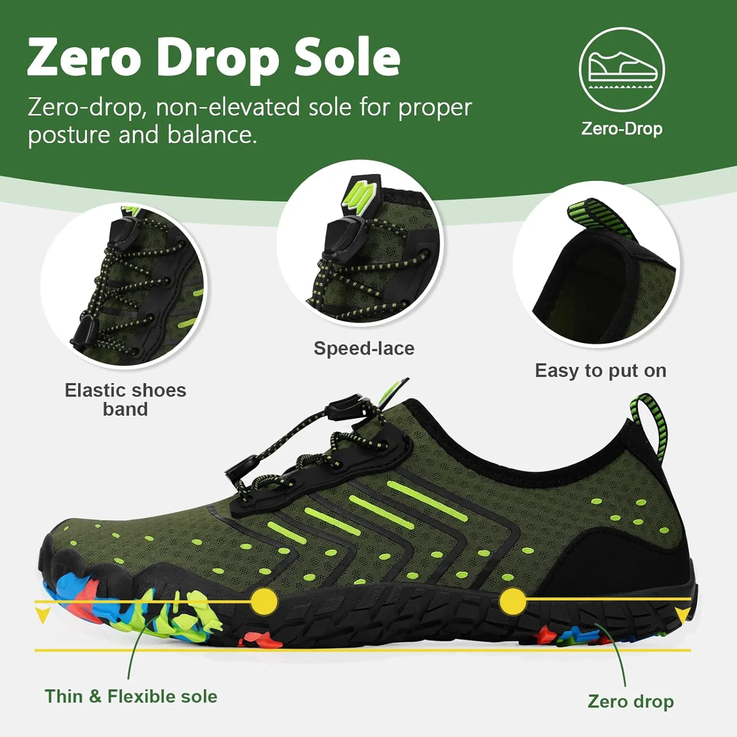 Hike Barefoot Water Shoes Women Men Footwear Wide Toe Quick-Dry Pro Barefoot Swim Beach Breathable Grounding Shoes Non-Slip Aqua Socks Shoe for Pool Walking Kayaking Hiking Surfing