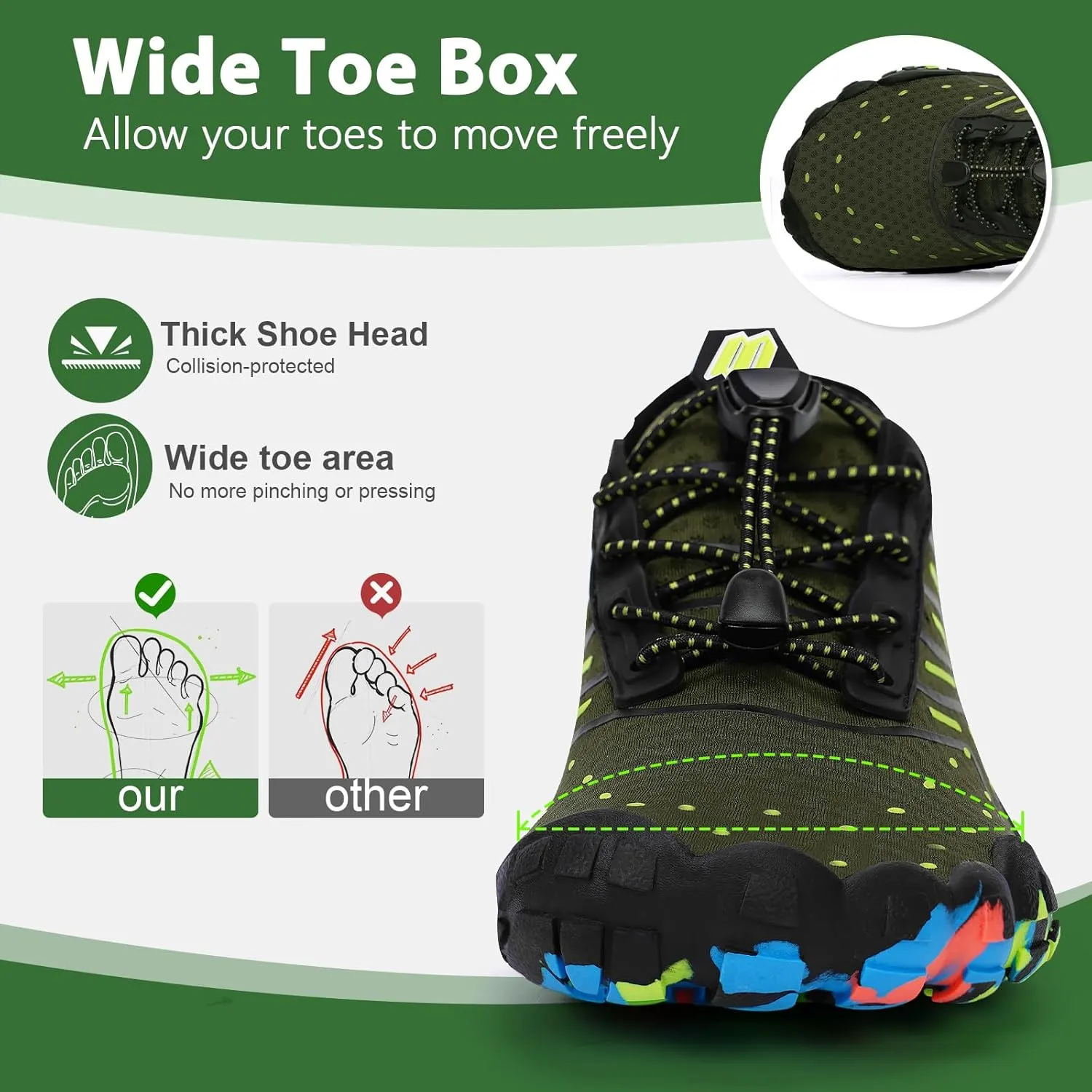 Hike Barefoot Water Shoes Women Men Footwear Wide Toe Quick-Dry Pro Barefoot Swim Beach Breathable Grounding Shoes Non-Slip Aqua Socks Shoe for Pool Walking Kayaking Hiking Surfing