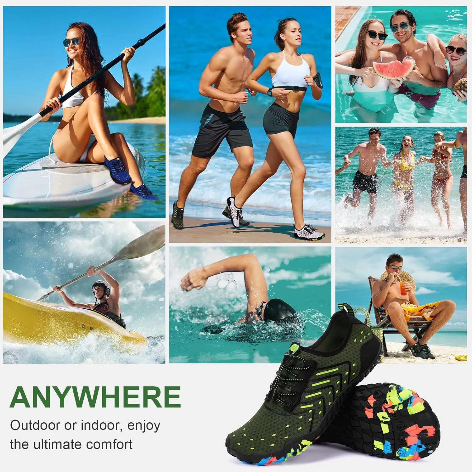 Hike Barefoot Water Shoes Women Men Footwear Wide Toe Quick-Dry Pro Barefoot Swim Beach Breathable Grounding Shoes Non-Slip Aqua Socks Shoe for Pool Walking Kayaking Hiking Surfing