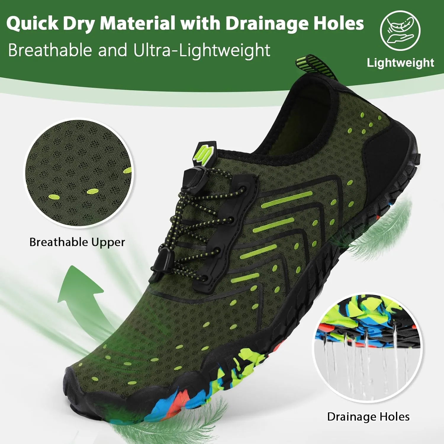 Hike Barefoot Water Shoes Women Men Footwear Wide Toe Quick-Dry Pro Barefoot Swim Beach Breathable Grounding Shoes Non-Slip Aqua Socks Shoe for Pool Walking Kayaking Hiking Surfing