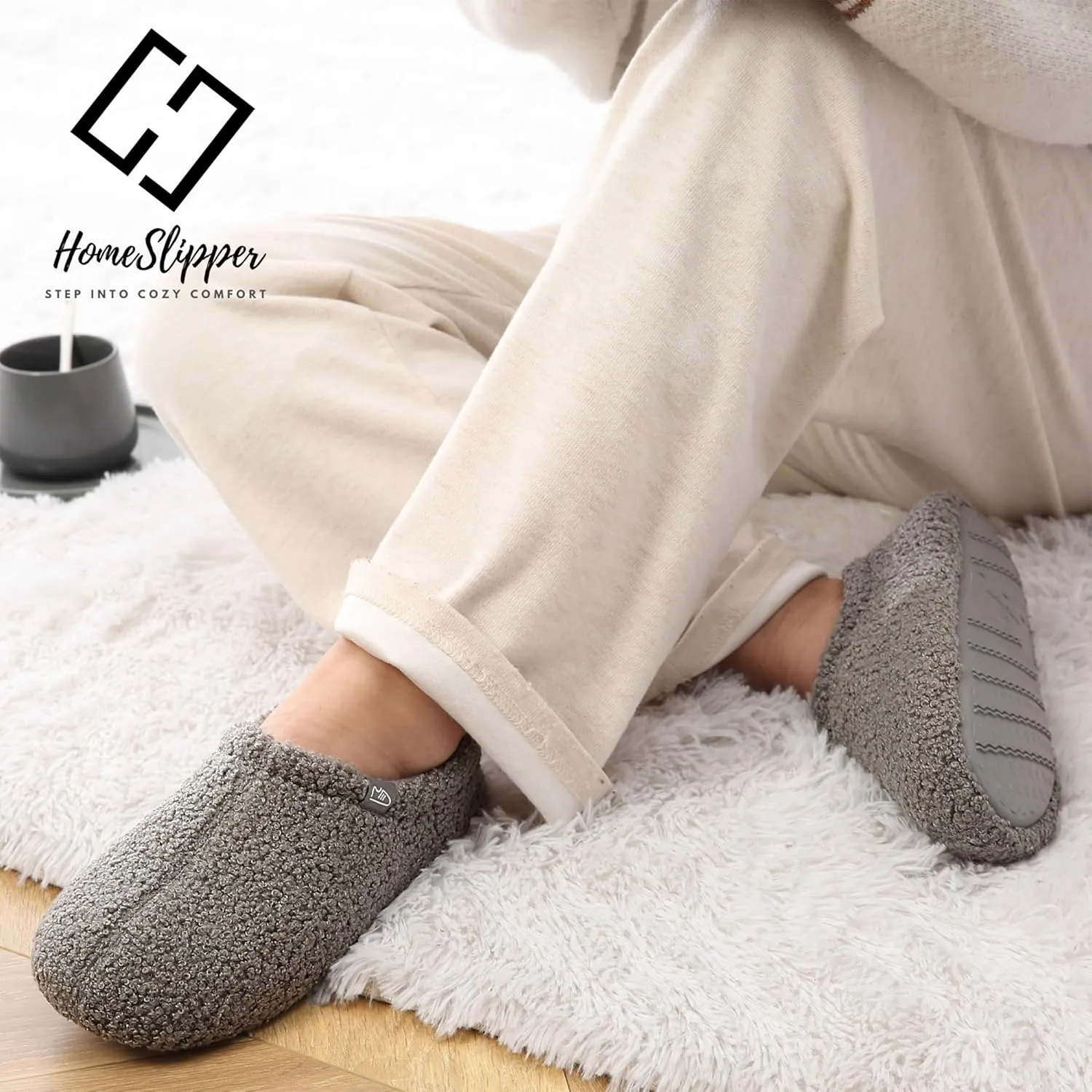 Home Slipper Memory Foam Slippers for Women Curly Fuzzy Bedroom House Shoes Non-slip Indoor Slipper Booties