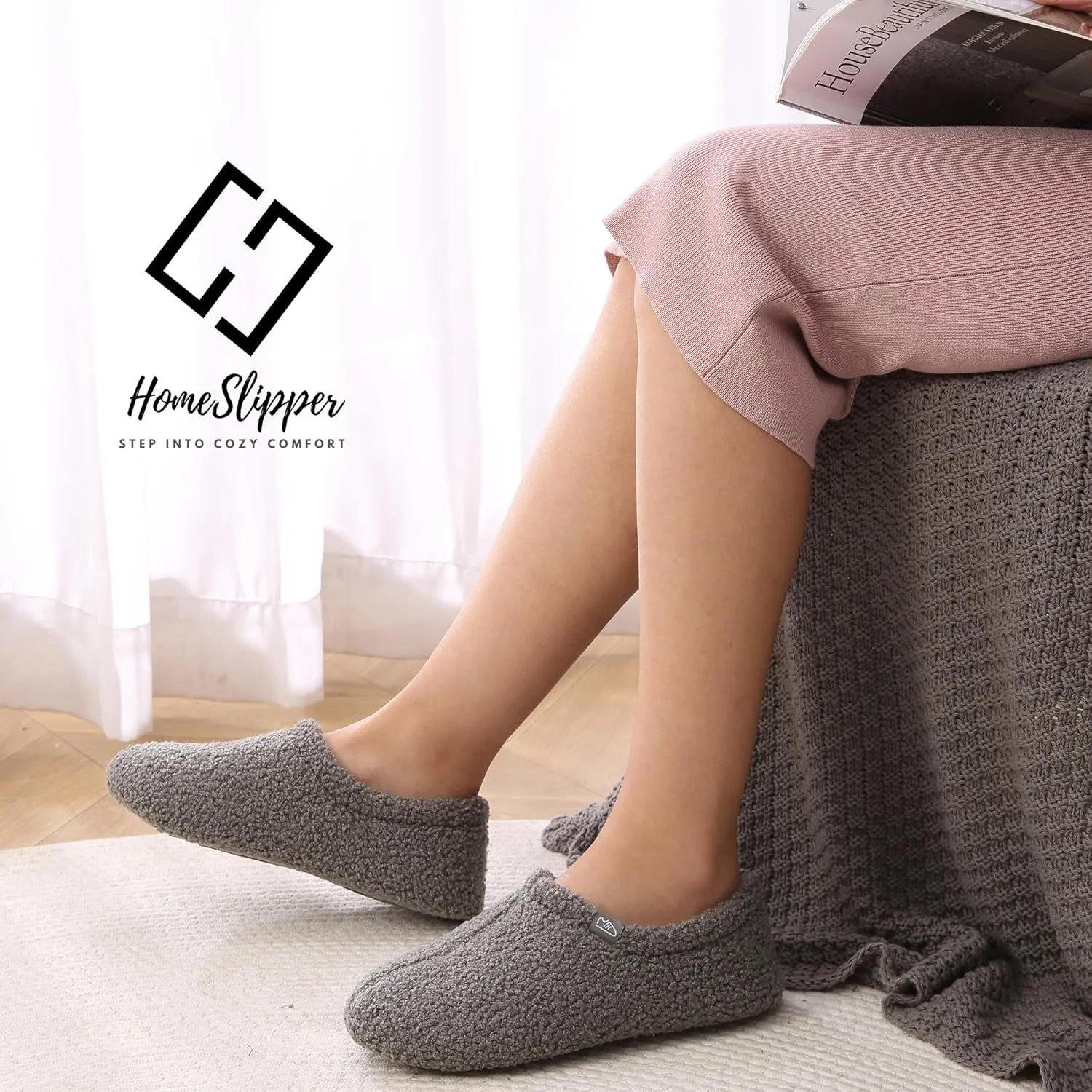 Home Slipper Memory Foam Slippers for Women Curly Fuzzy Bedroom House Shoes Non-slip Indoor Slipper Booties