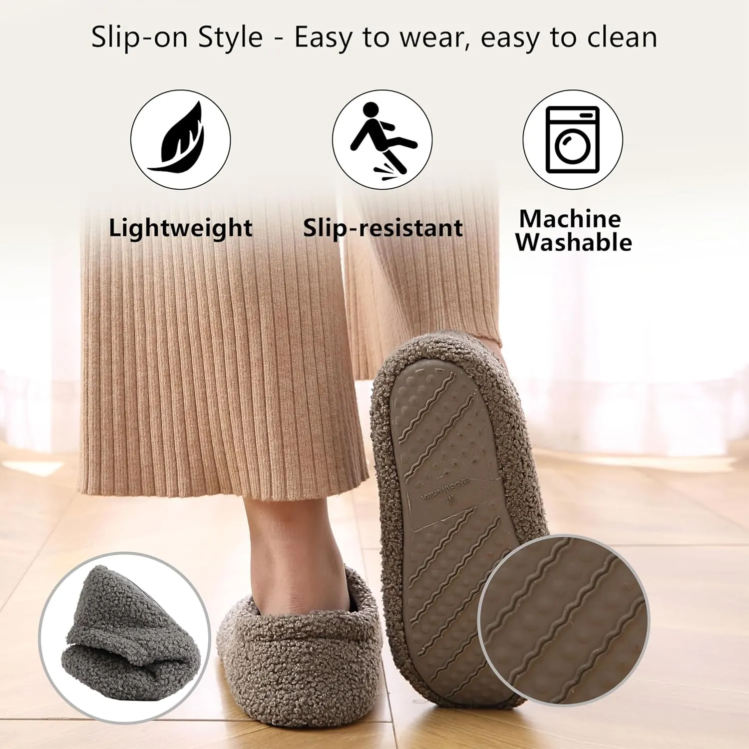 Home Slipper Memory Foam Slippers for Women Curly Fuzzy Bedroom House Shoes Non-slip Indoor Slipper Booties