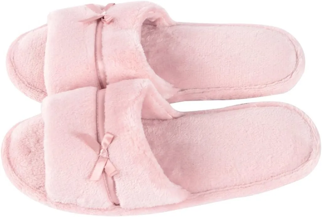 Home Slipper Open Toe Slippers Womens Soft Fuzzy Flannel Memory Foam Non-Slip Indoor Slippers