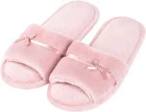 Home Slipper Open Toe Slippers Womens Soft Fuzzy Flannel Memory Foam Non-Slip Indoor Slippers