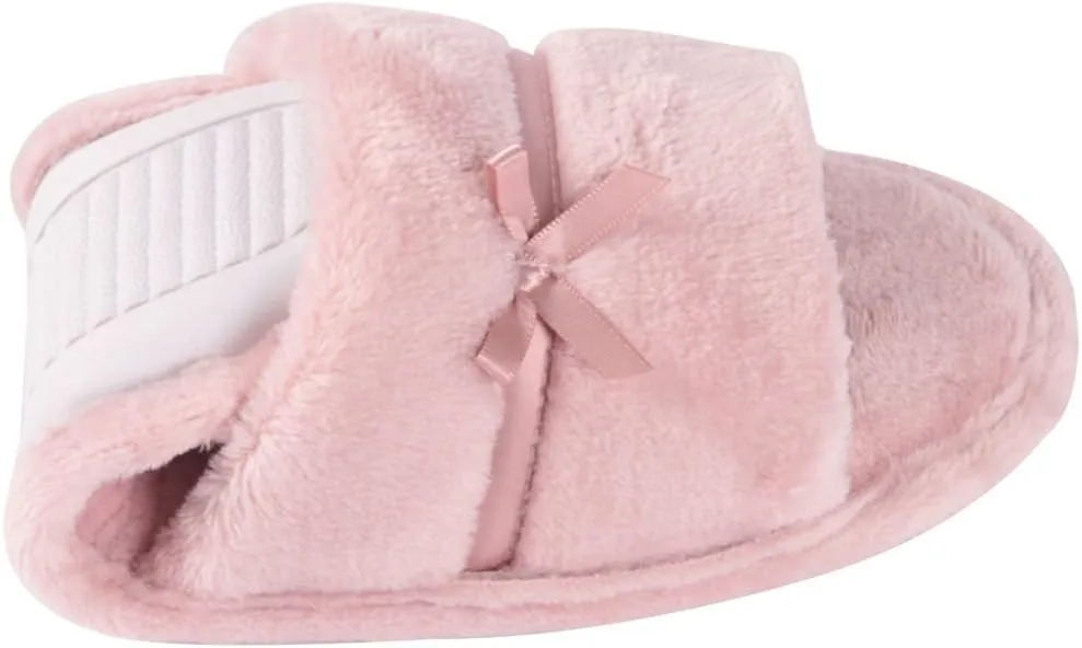 Home Slipper Open Toe Slippers Womens Soft Fuzzy Flannel Memory Foam Non-Slip Indoor Slippers