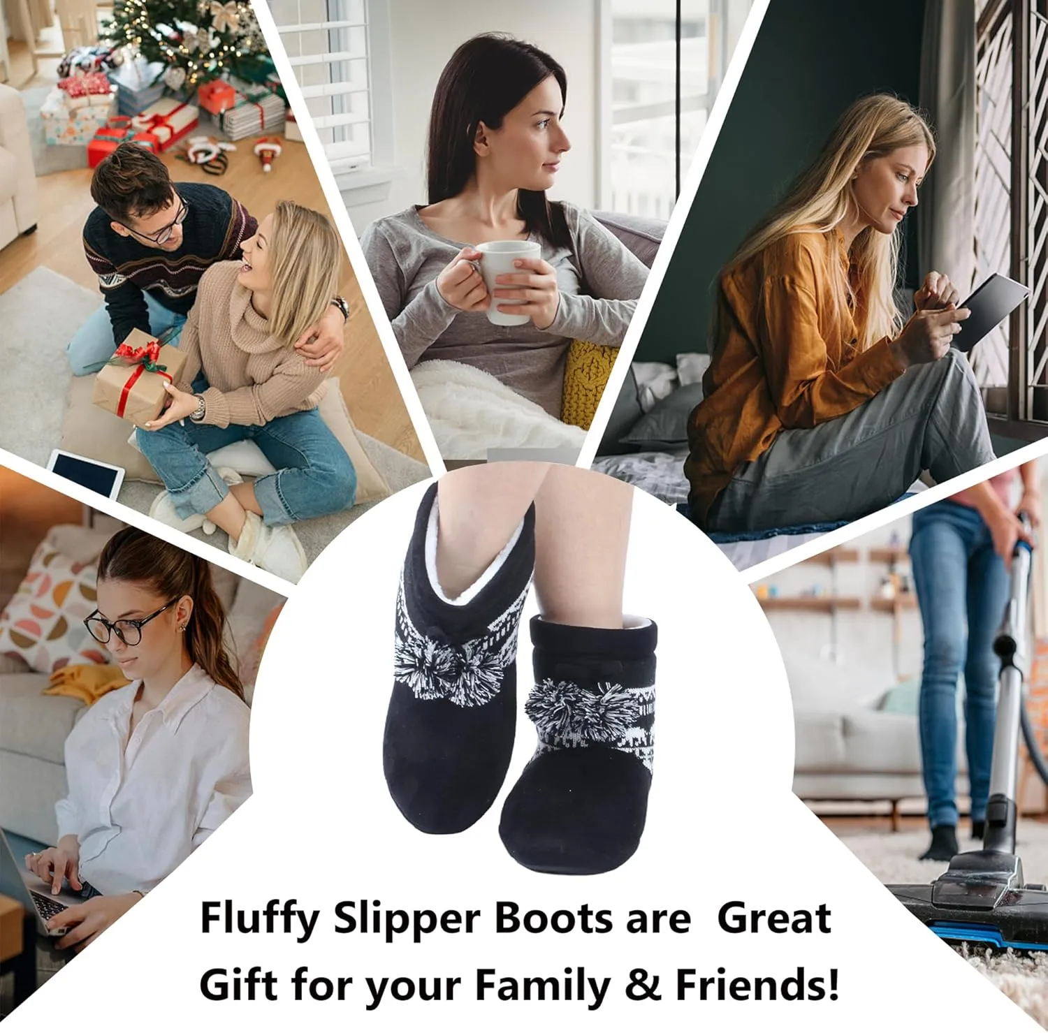 Home Slipper Women's Soft Plush Warm Indoor House Slipper Boots Shoes