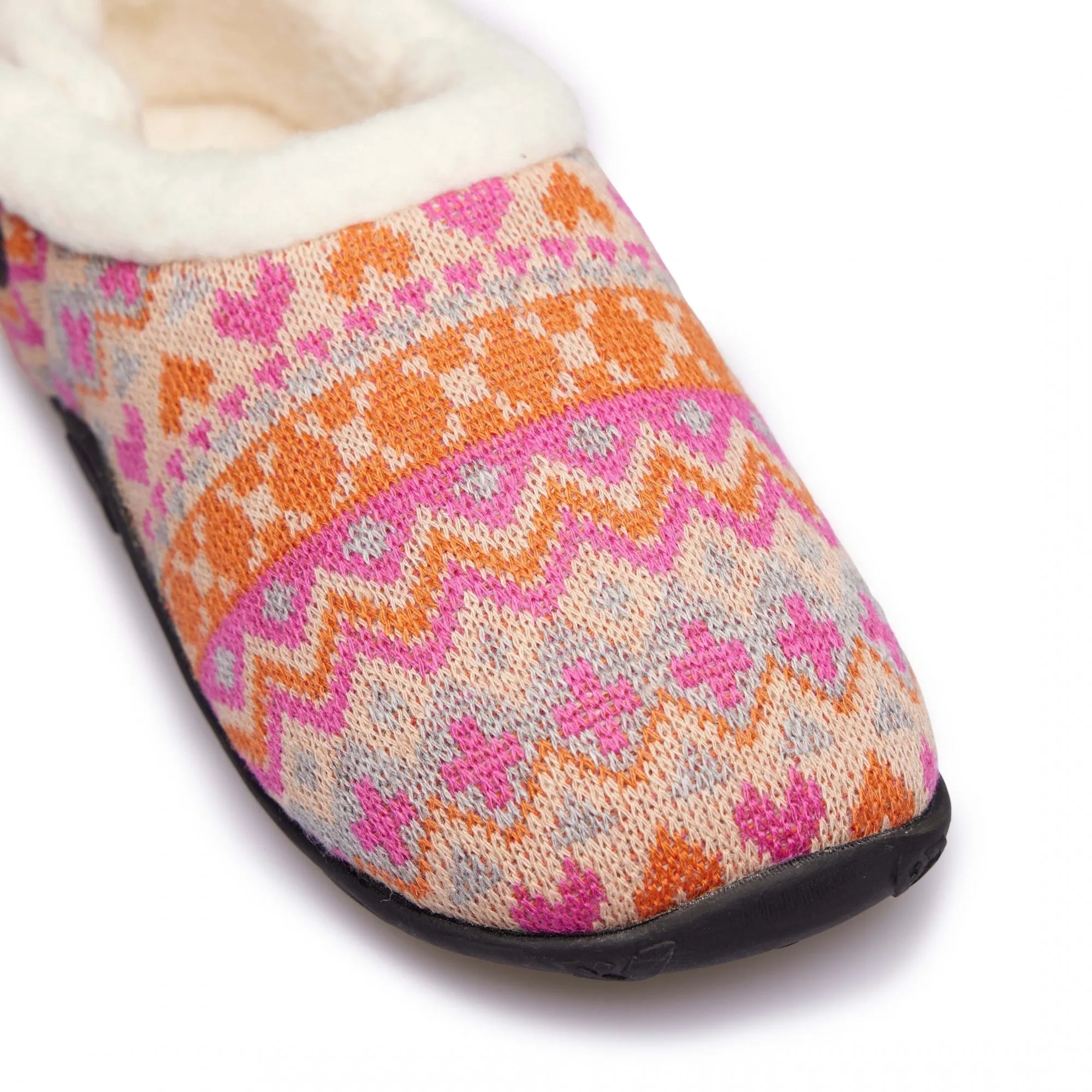 Homeys LAYLA Womens Full Slippers Orange/Pink Knit