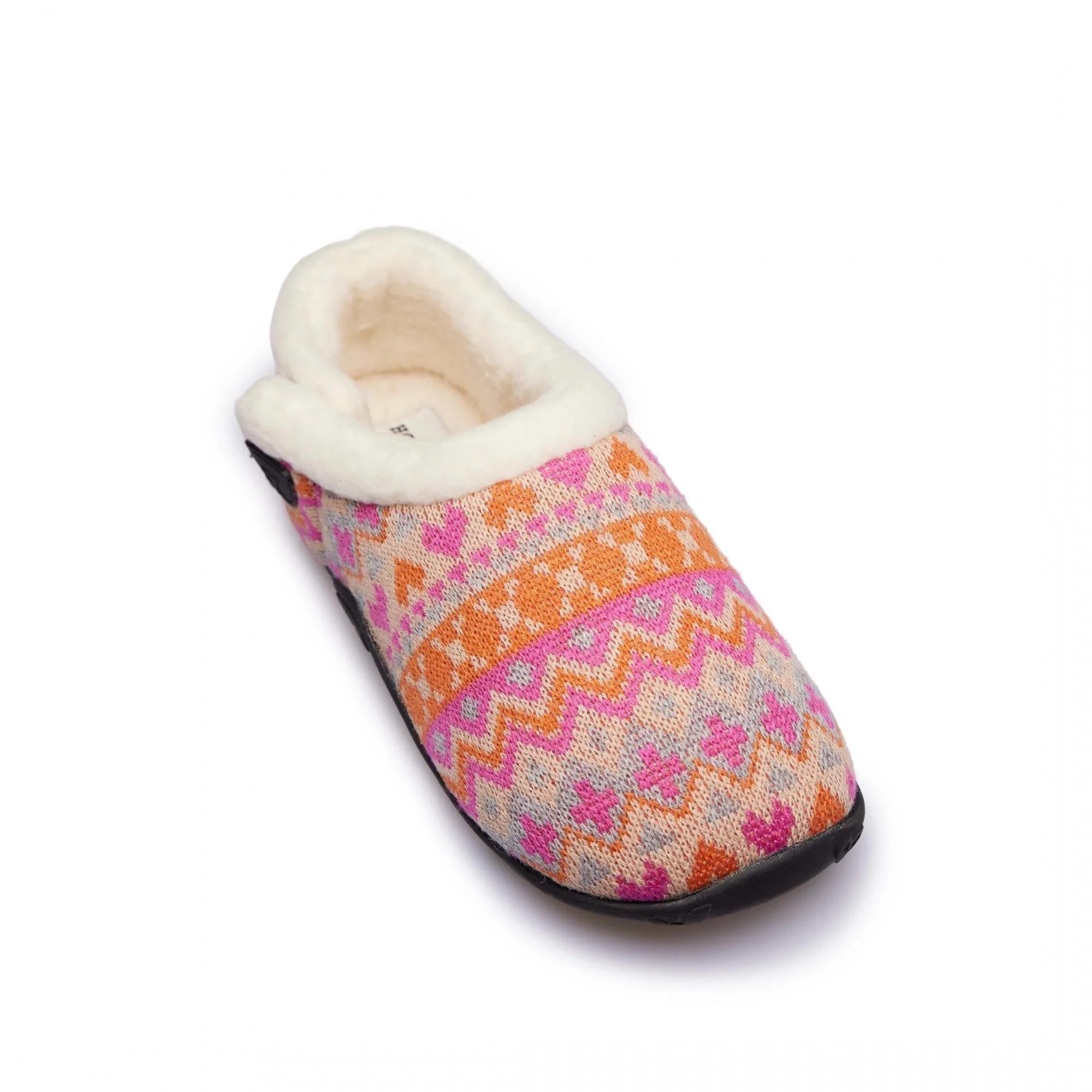 Homeys LAYLA Womens Full Slippers Orange/Pink Knit