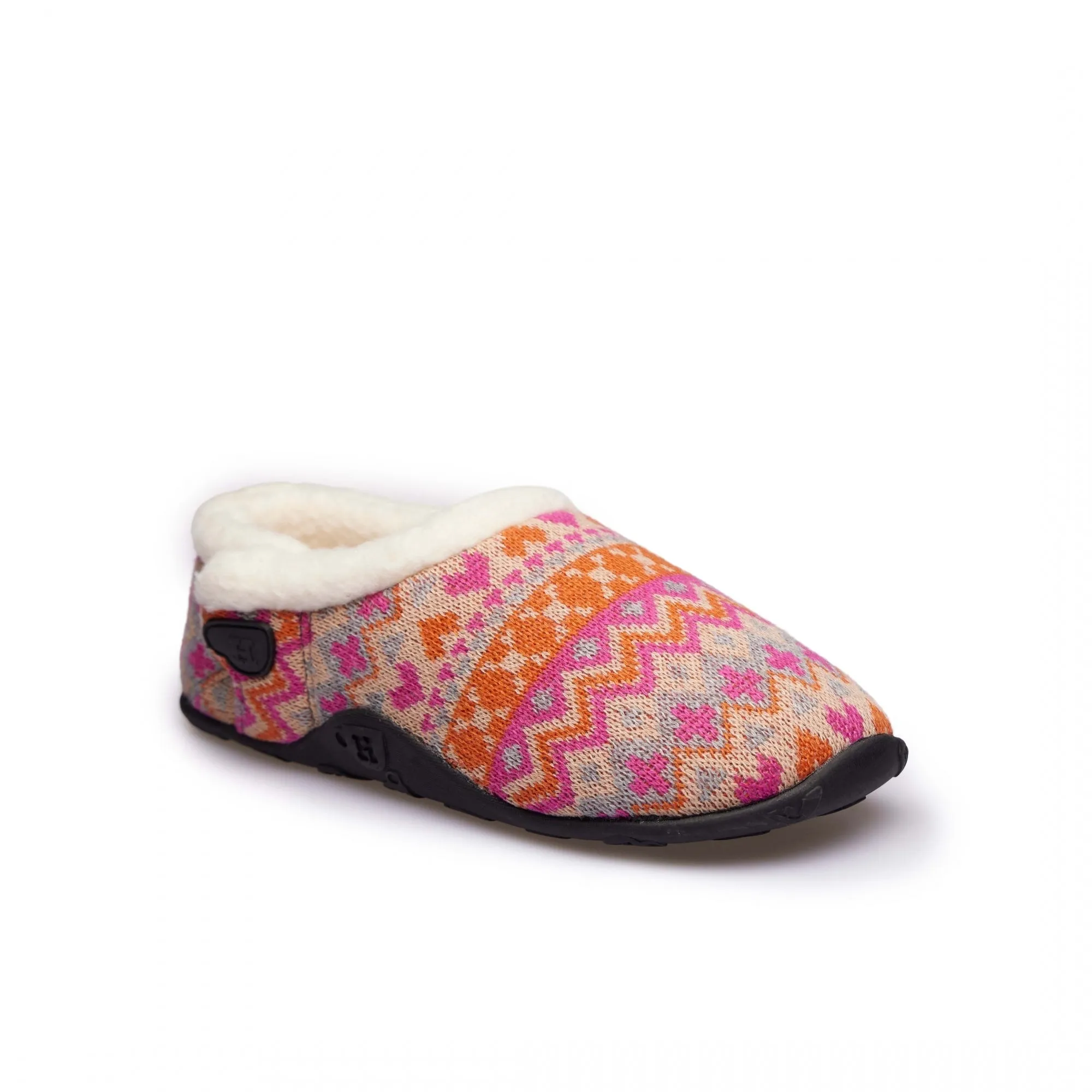 Homeys LAYLA Womens Full Slippers Orange/Pink Knit