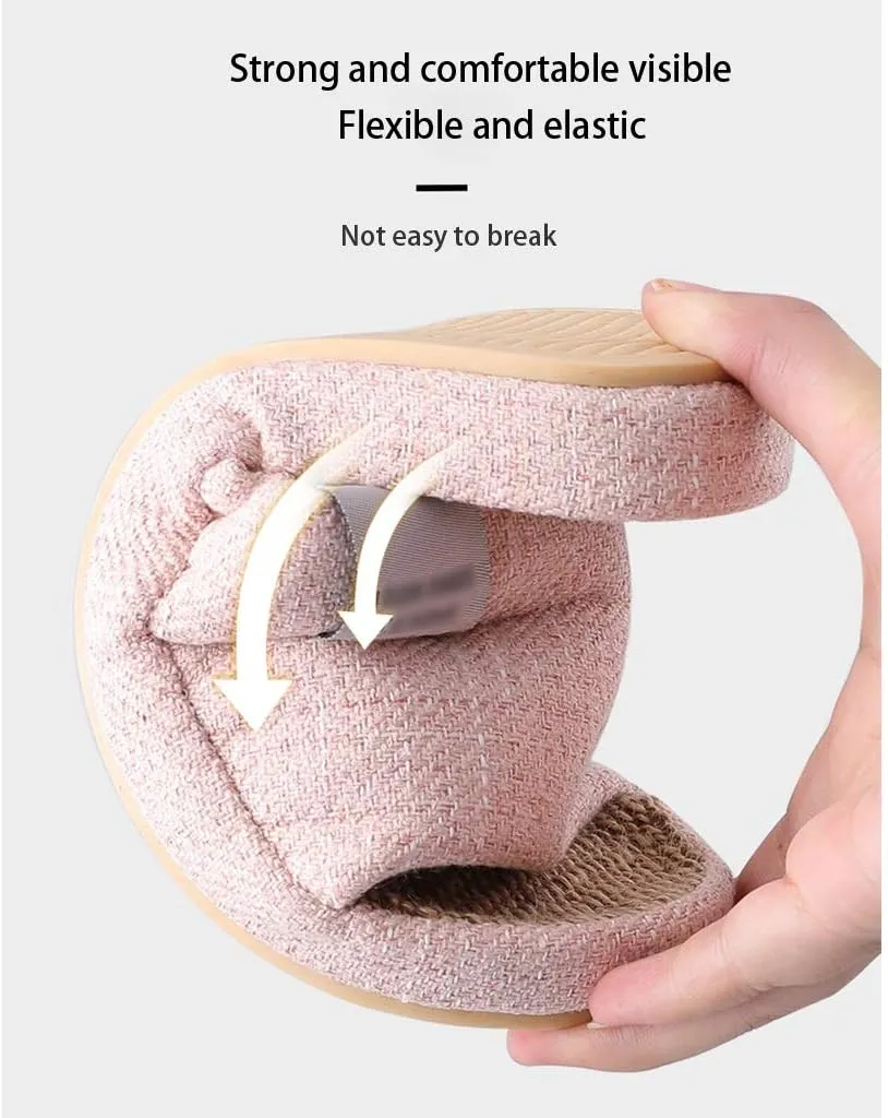 House Cotton Linen Slippers For Women Men, Mens Slippers Open Toe Memory Foam Breathable Indoor Outdoor Non-slip Shoes Lightweight Ladies Sandals