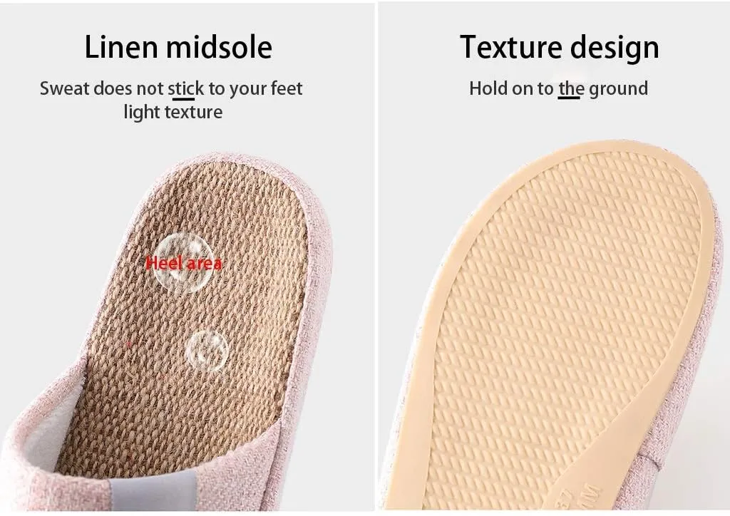 House Cotton Linen Slippers For Women Men, Mens Slippers Open Toe Memory Foam Breathable Indoor Outdoor Non-slip Shoes Lightweight Ladies Sandals