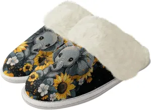 House Slippers for Men Women Winter Warm Slip On Fuzzy Slipper Unisex Indoor Soft Plush Closed Toe Home Shoes Flats Non Skid Rubber Sole for Spa Bath