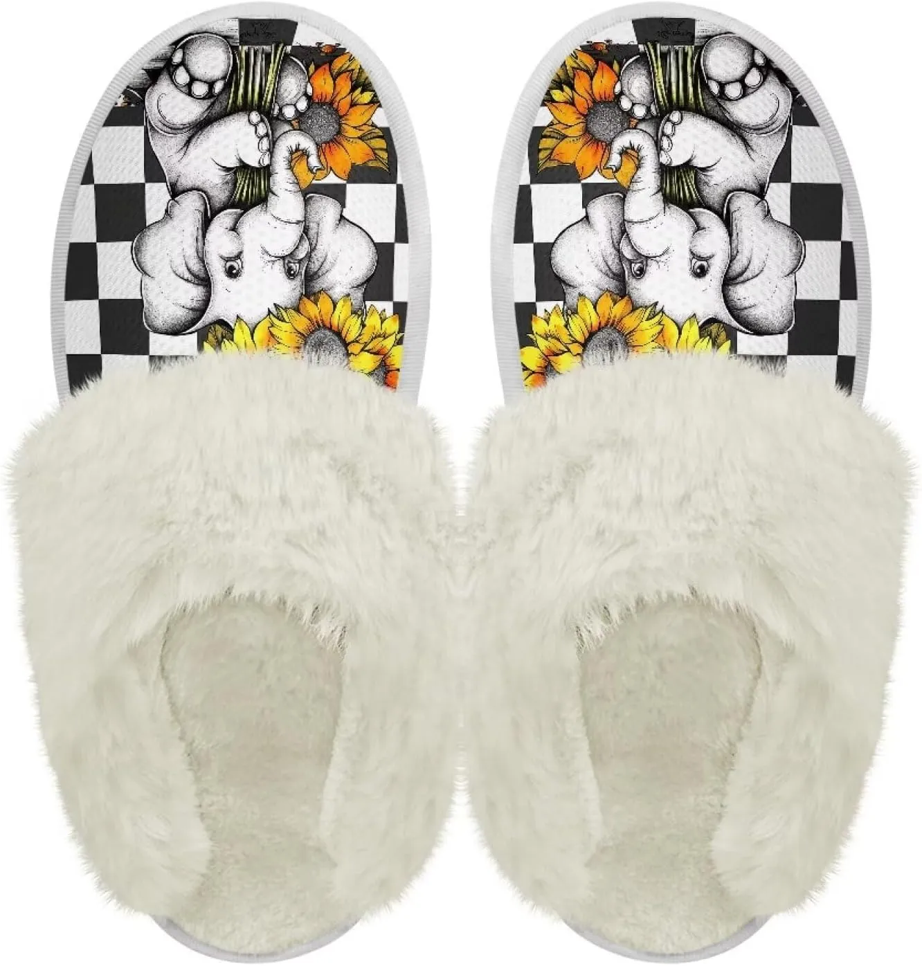 House Slippers for Men Women Winter Warm Slip On Fuzzy Slipper Unisex Indoor Soft Plush Closed Toe Home Shoes Flats Non Skid Rubber Sole for Spa Bath