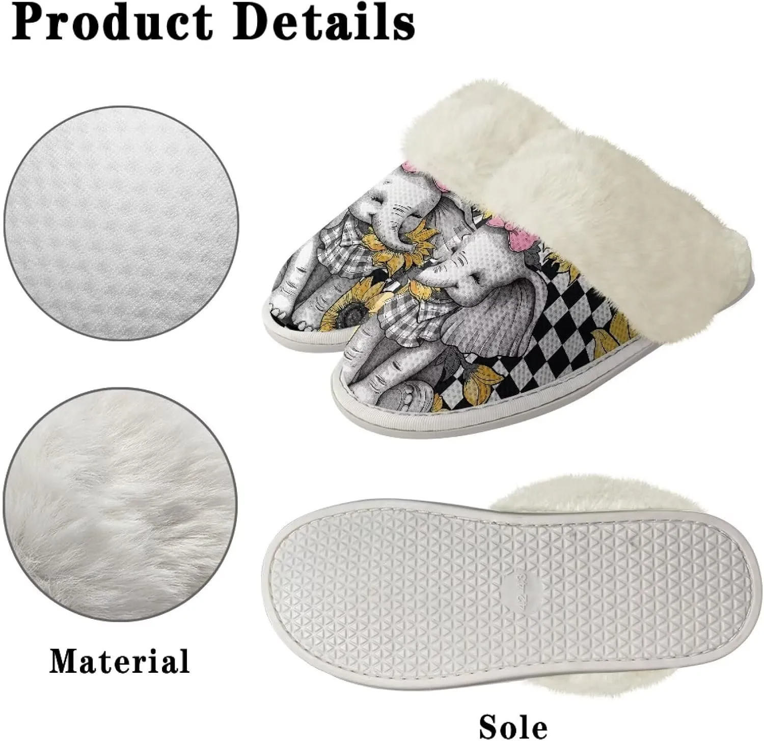 House Slippers for Men Women Winter Warm Slip On Fuzzy Slipper Unisex Indoor Soft Plush Closed Toe Home Shoes Flats Non Skid Rubber Sole for Spa Bath