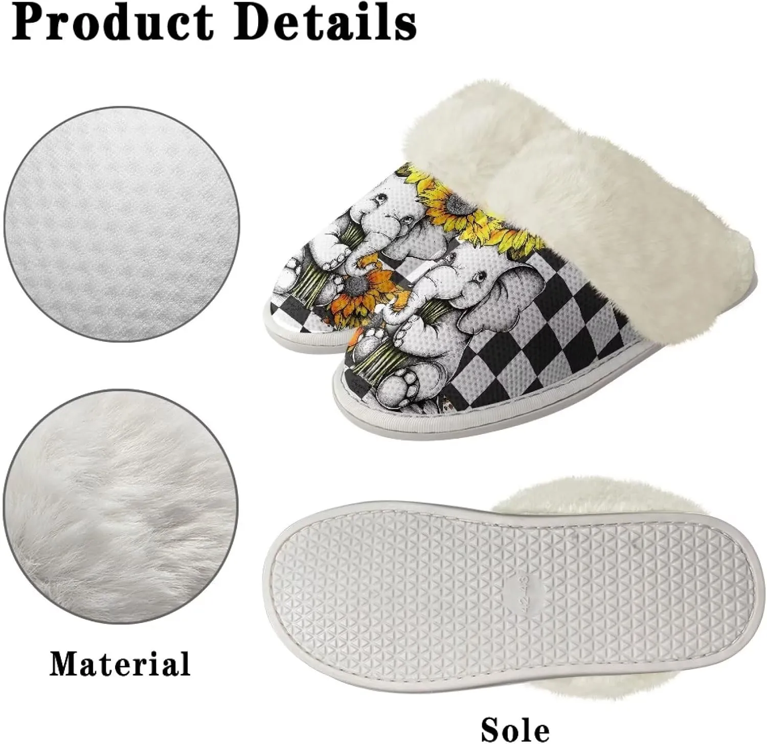 House Slippers for Men Women Winter Warm Slip On Fuzzy Slipper Unisex Indoor Soft Plush Closed Toe Home Shoes Flats Non Skid Rubber Sole for Spa Bath