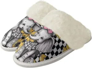 House Slippers for Men Women Winter Warm Slip On Fuzzy Slipper Unisex Indoor Soft Plush Closed Toe Home Shoes Flats Non Skid Rubber Sole for Spa Bath