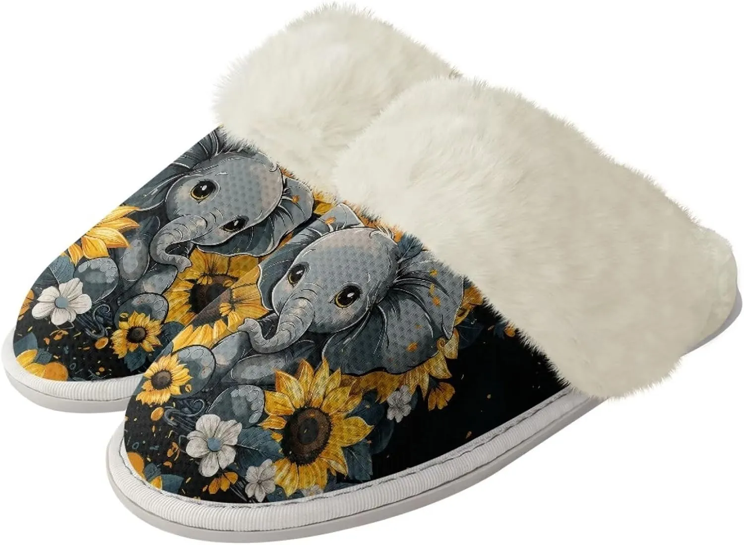 House Slippers for Men Women Winter Warm Slip On Fuzzy Slipper Unisex Indoor Soft Plush Closed Toe Home Shoes Flats Non Skid Rubber Sole for Spa Bath