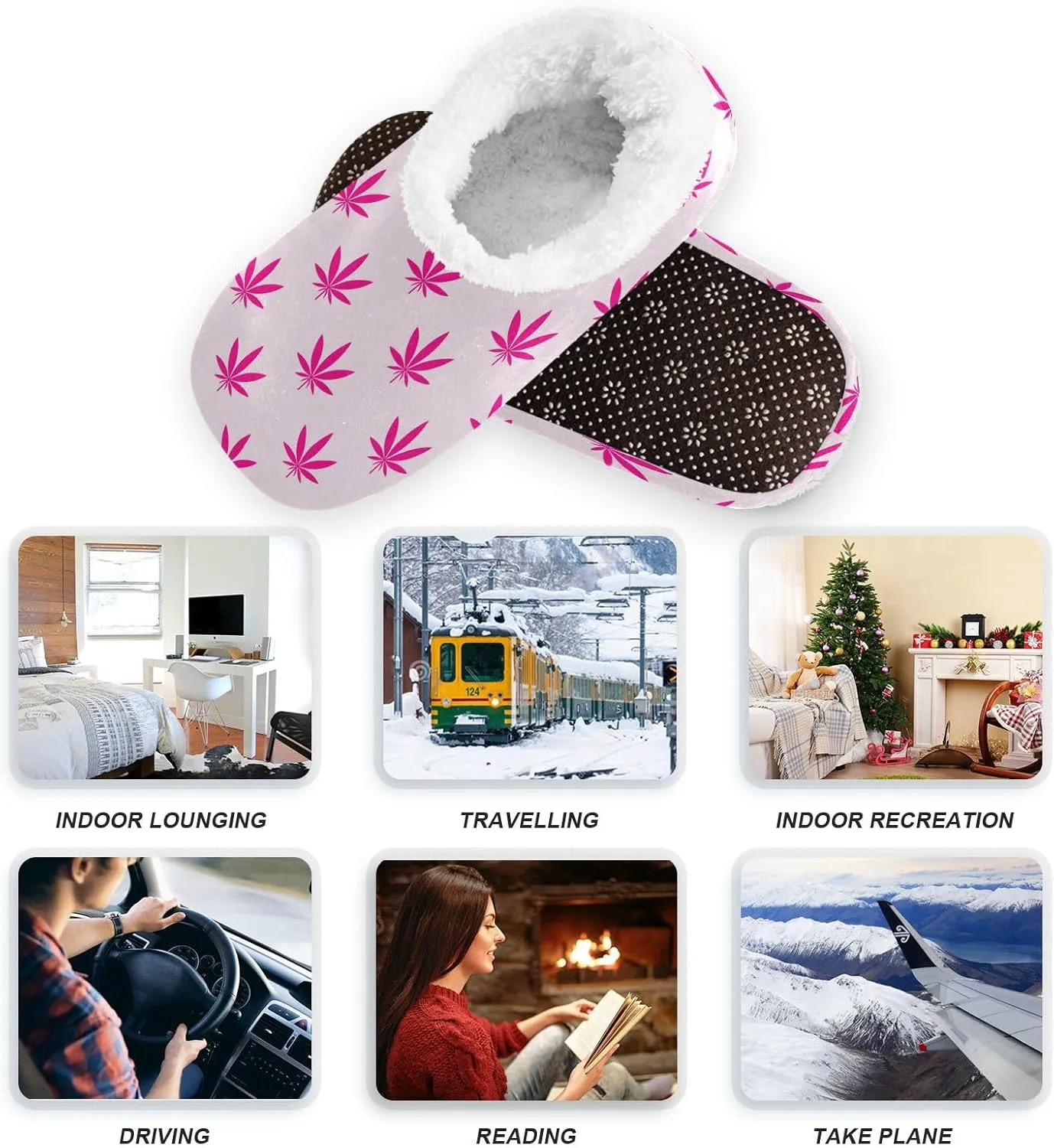 House Slippers Fuzzy Memory Foam Soft Slipper Socks for Woman Men