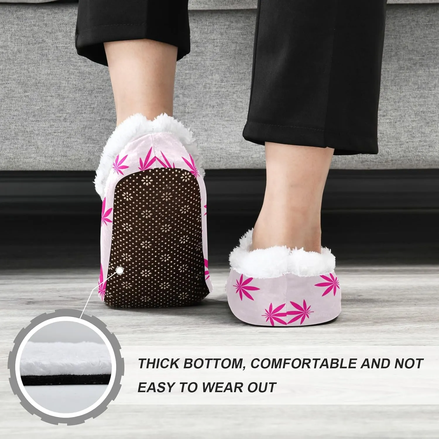 House Slippers Fuzzy Memory Foam Soft Slipper Socks for Woman Men