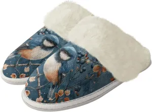 Hummingbird Birds Print Fuzzy Slippers for Women Warm House Home Slippers Slip-On Bedroom Shoes